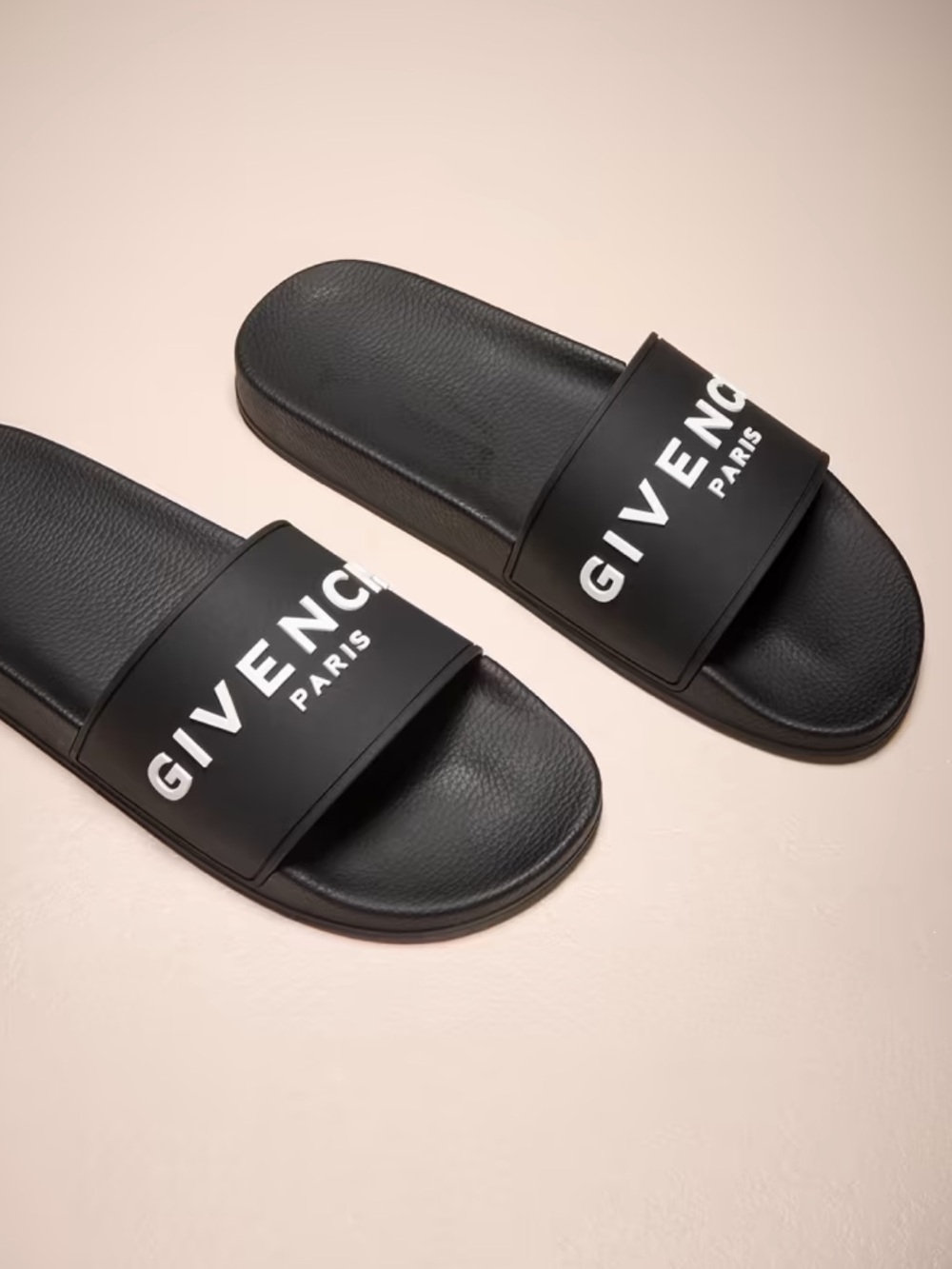 Givenchy Black Slides with White Logo